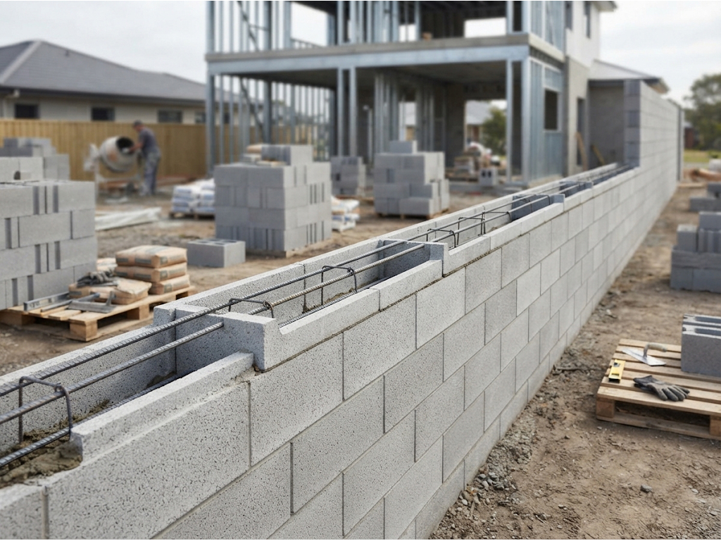 Como as canaletas de concreto contribuem para o reforço das paredes